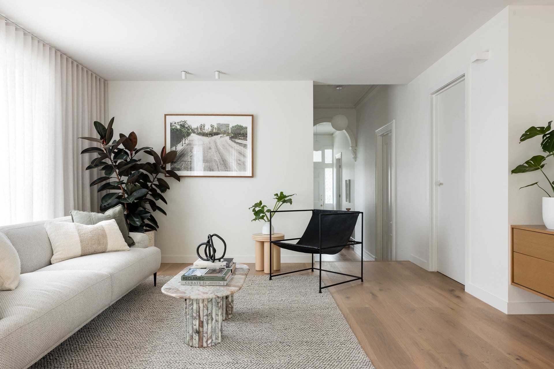 renovated miners cottage living space